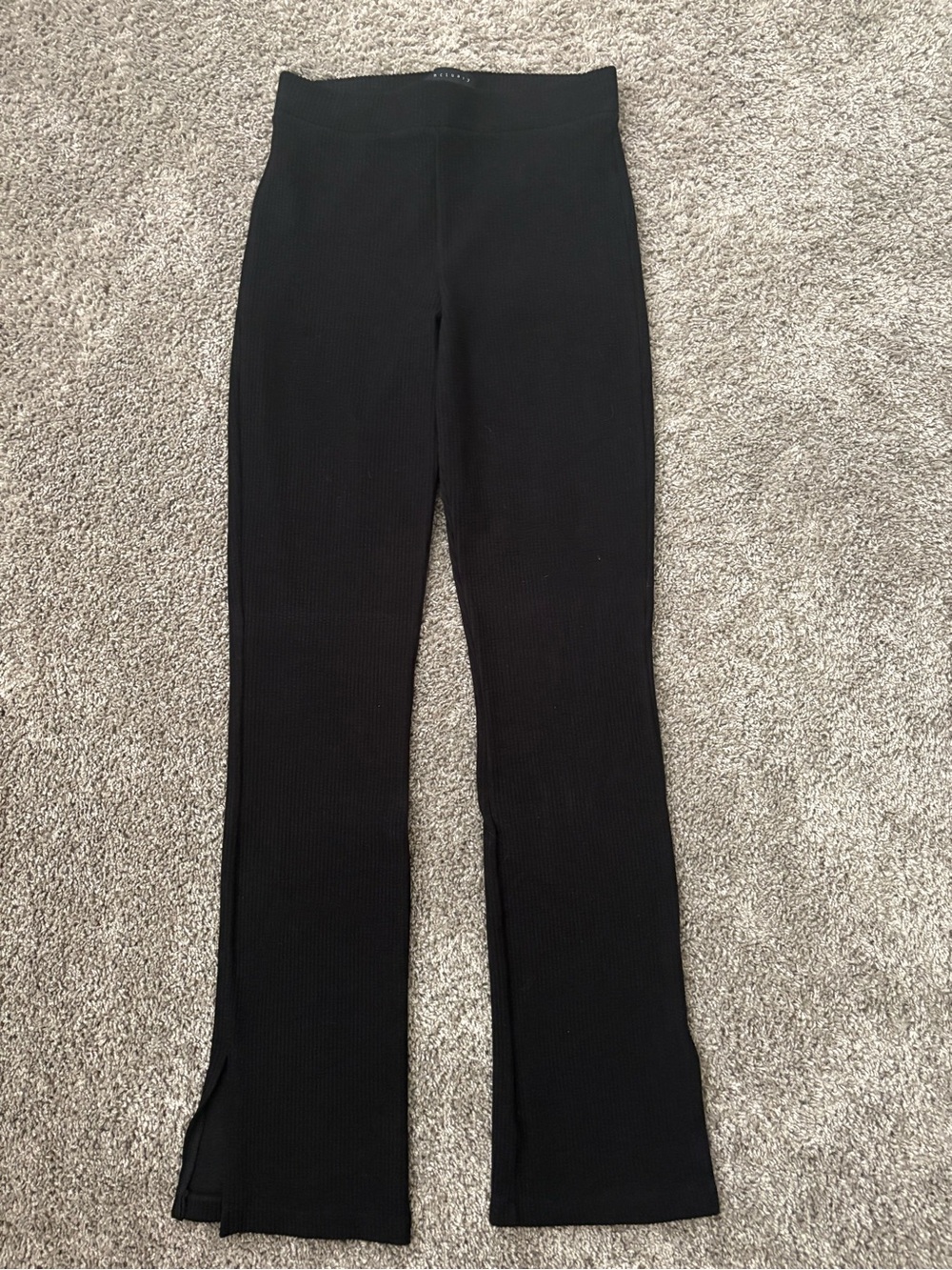 Anthropologie Maeve Black Ribbed Knit Flare Pants